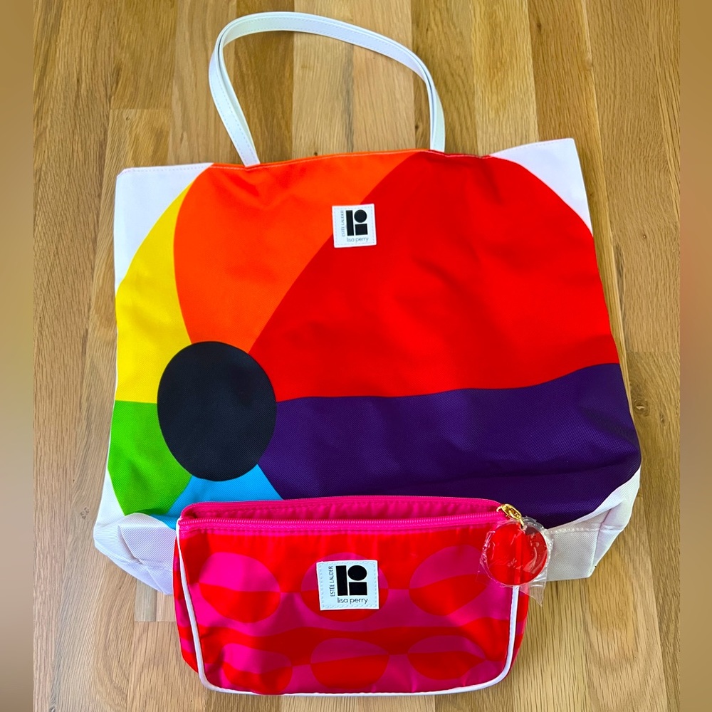 Estée Lauder Lisa Perry Canvas Tote with free cosmetic bag